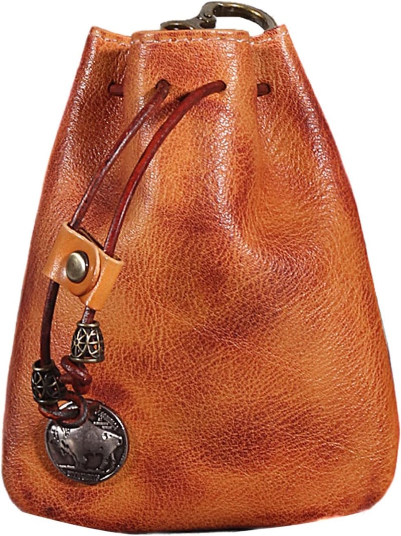 LFWATAXY Store Genuine Leather Medieval Coin Purse, Waist Bag Coin Organizer Change Holder Small Leather Drawstring Pouch for Men & Women (Dark brown) - Image 1
